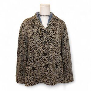 Laura Ashley Women's Brown and Tan Leopard Peacoat Blazer